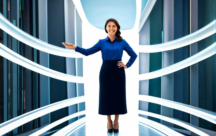 A confident young professional, dressed in a modest business casual outfit, stands in a dynamic, abstract environment. Winding, glowing paths converge and diverge behind them, symbolizing adaptation and new opportunities amidst change. The individual has a forward-looking, optimistic expression, with natural body proportions, perfect anatomy, well-formed hands, and proper finger count. The scene is brightly lit with a clean, professional aesthetic. Fully clothed, appropriate attire, safe for work, appropriate content, professional, family-friendly.
