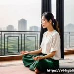 Home 18 회복탄력성 강화를 위한 명상 기법 - **"Urban Sanctuary: A Moment of Serenity in Modern Vietnam"**
A wide shot of a contemporary, min...