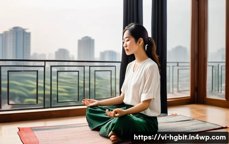 회복탄력성 강화를 위한 명상 기법 - **"Urban Sanctuary: A Moment of Serenity in Modern Vietnam"**
A wide shot of a contemporary, min...