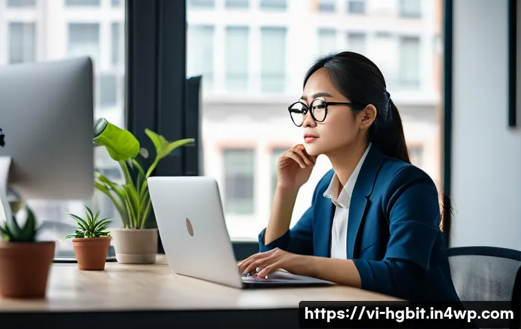 회복탄력성과 성공적인 직장생활 - A modern Vietnamese office scene showing a young professional woman practicing mindful breathing at ...